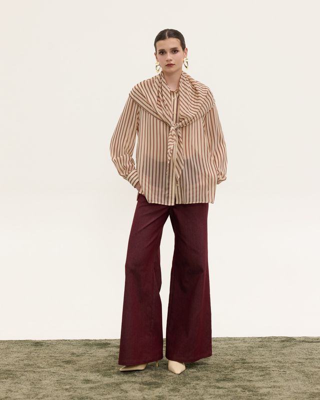 MILA STRIPED SCARF SHIRT