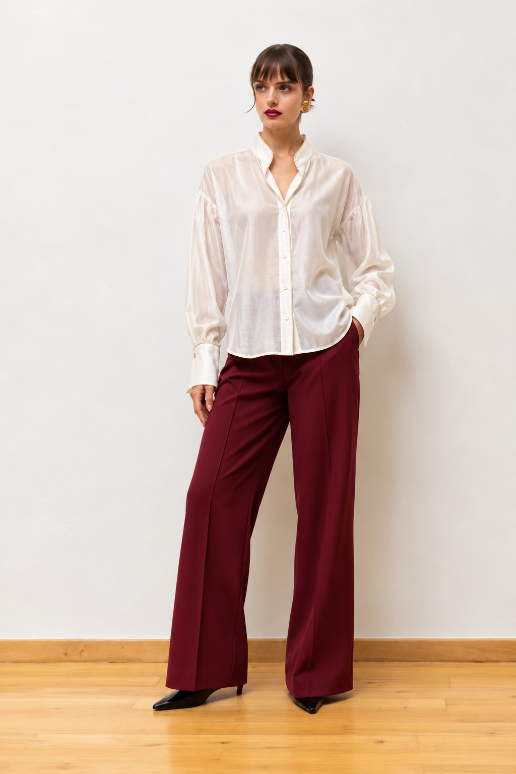 DINA LYOCELL CONTRAST SHIRT WHITE