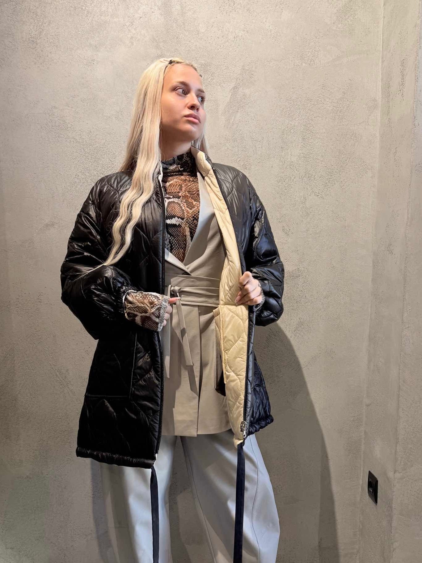 MARSHA DOUBLE FACED JACKET BLACK ECRU