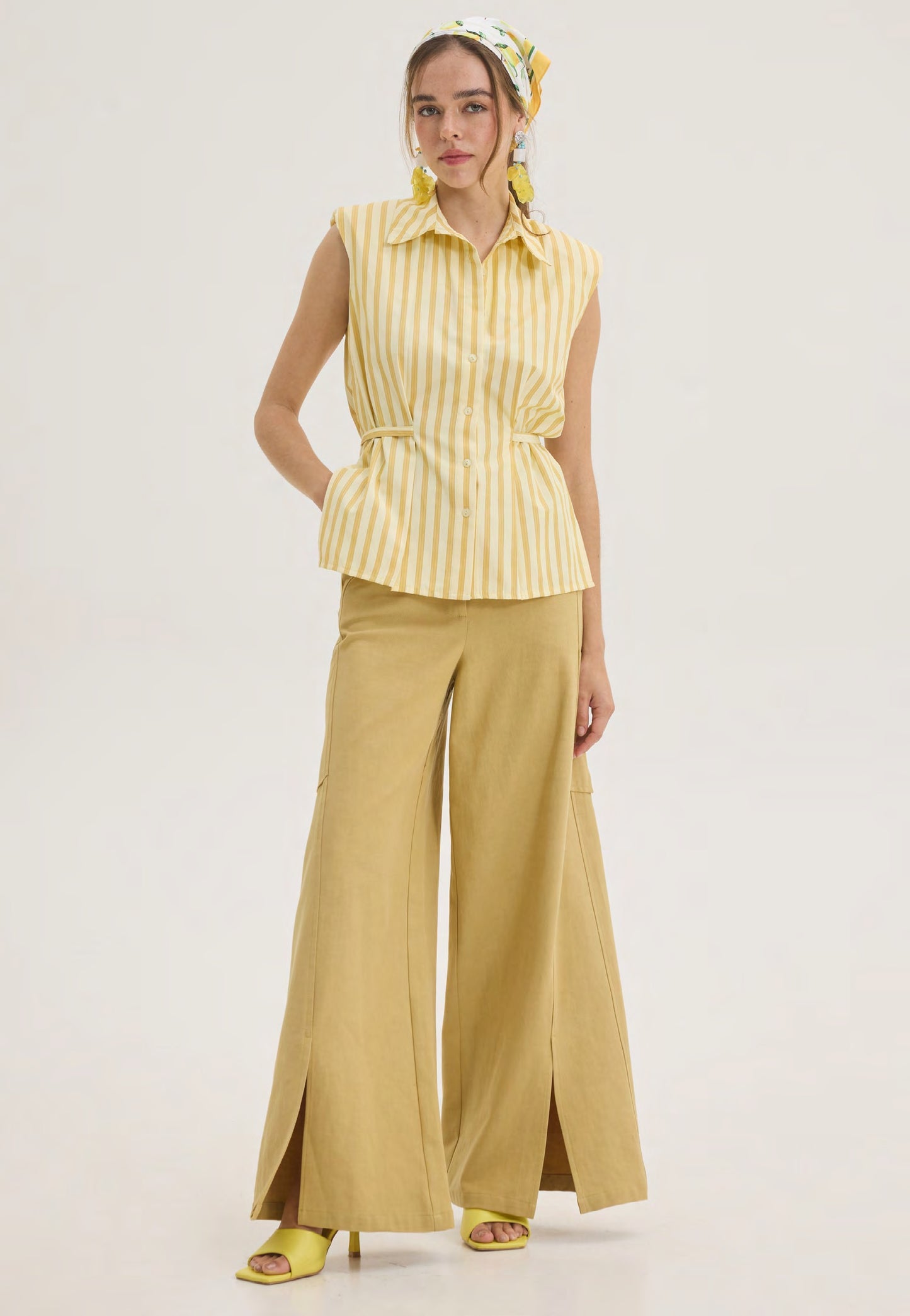  JANISH WIDE LEG PANTS MUSTARD - Vesta Donna 