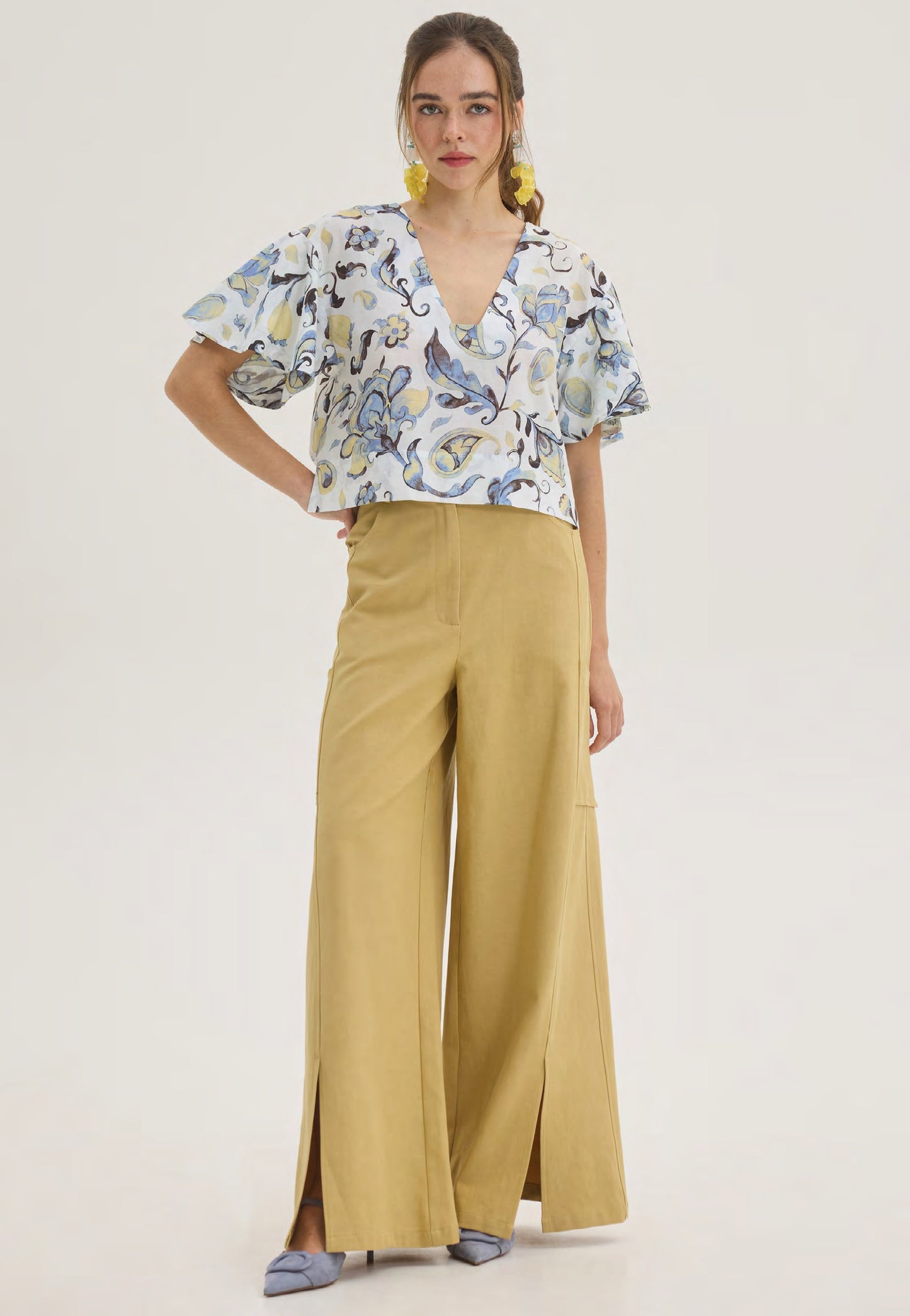  JANISH WIDE LEG PANTS MUSTARD - Vesta Donna 