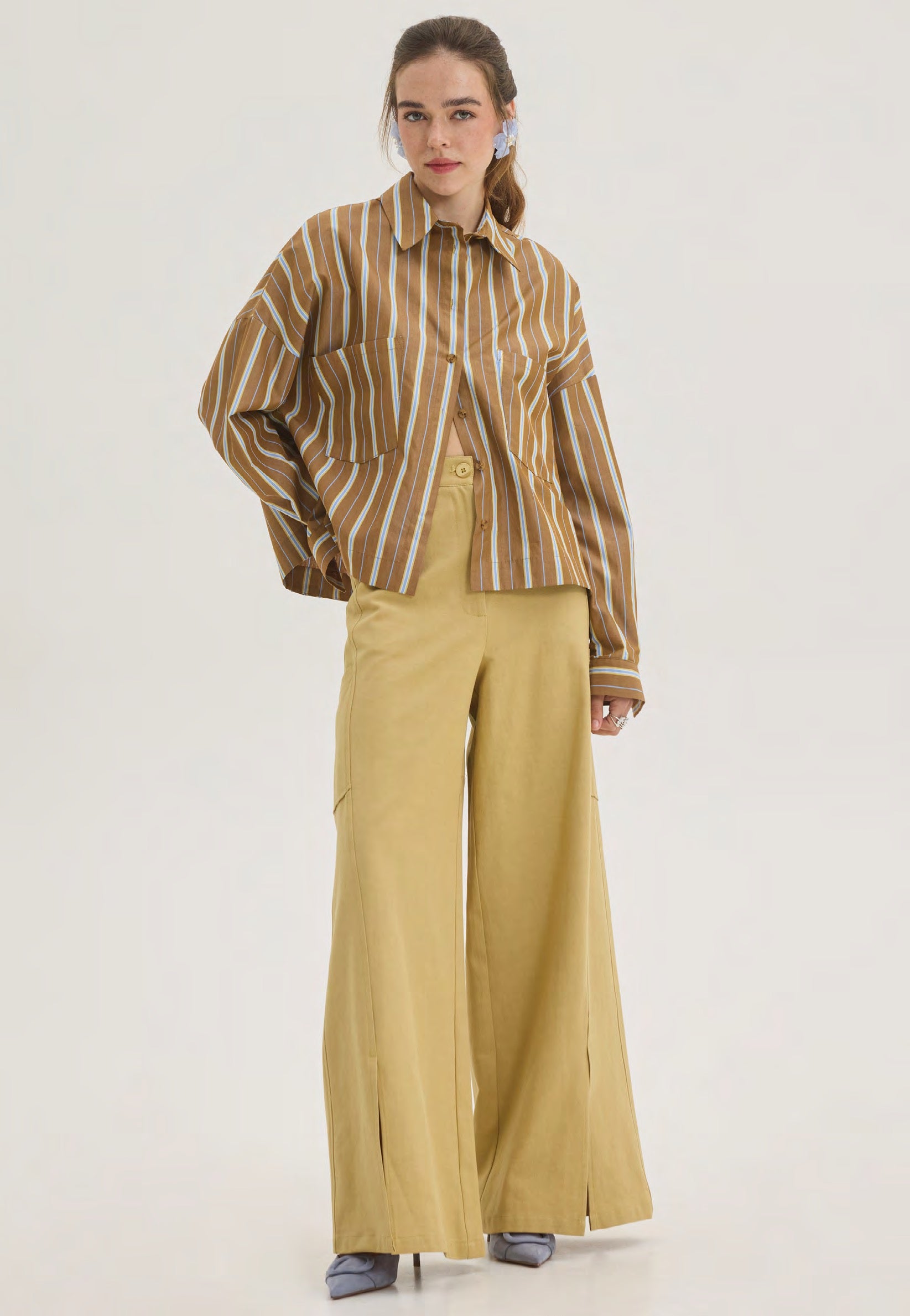  JANISH WIDE LEG PANTS MUSTARD - Vesta Donna 