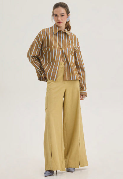  JANISH WIDE LEG PANTS MUSTARD - Vesta Donna 
