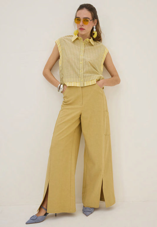 JANISH WIDE LEG PANTS MUSTARD