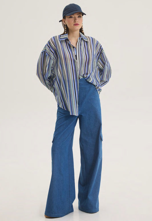 AMMY SHIRT STRIPES BLUE