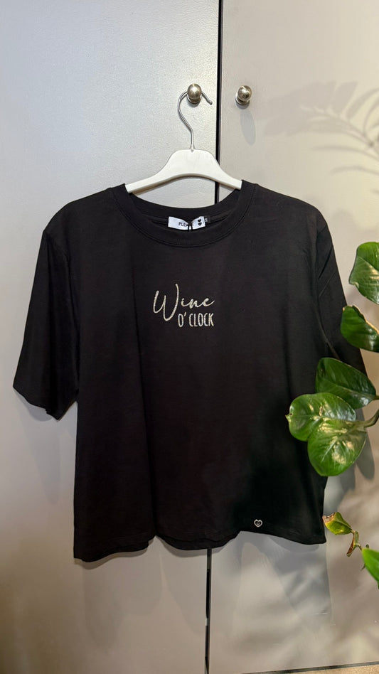 WINE O'CLOCK T-SHIRT BLACK