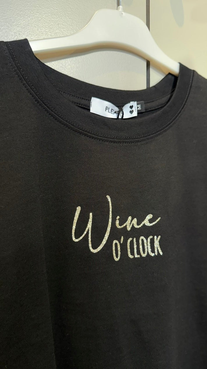 WINE O'CLOCK T-SHIRT BLACK