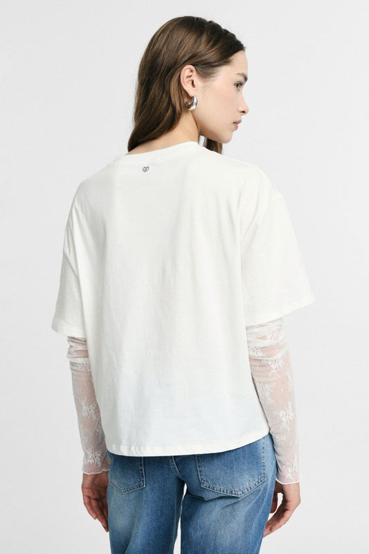 LACE SLEEVES T-SHIRT WHITE