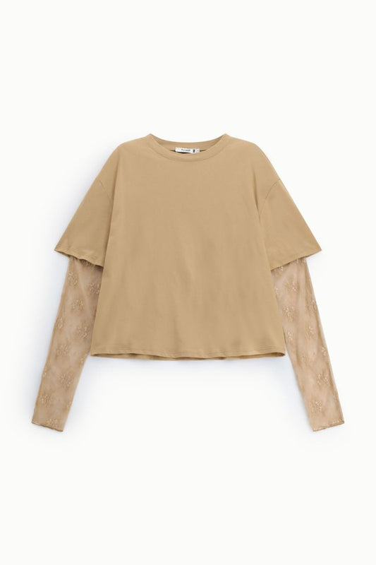 LACE SLEEVES T-SHIRT BISCOTTO