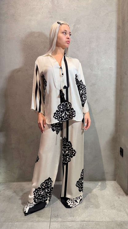  LIORA SET ECRU BLACK - Vesta Donna 