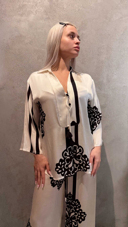  LIORA SET ECRU BLACK - Vesta Donna 