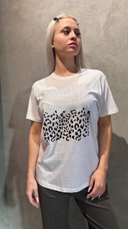  ANIMAL & STRASS T-SHIRT - Vesta Donna 