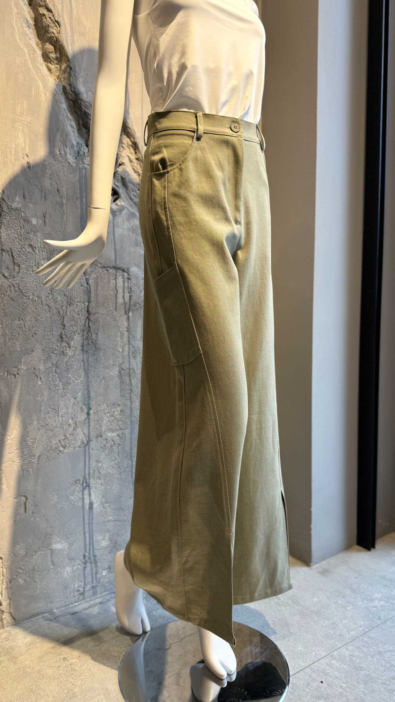  JANISH WIDE LEG PANTS KHAKI - Vesta Donna 