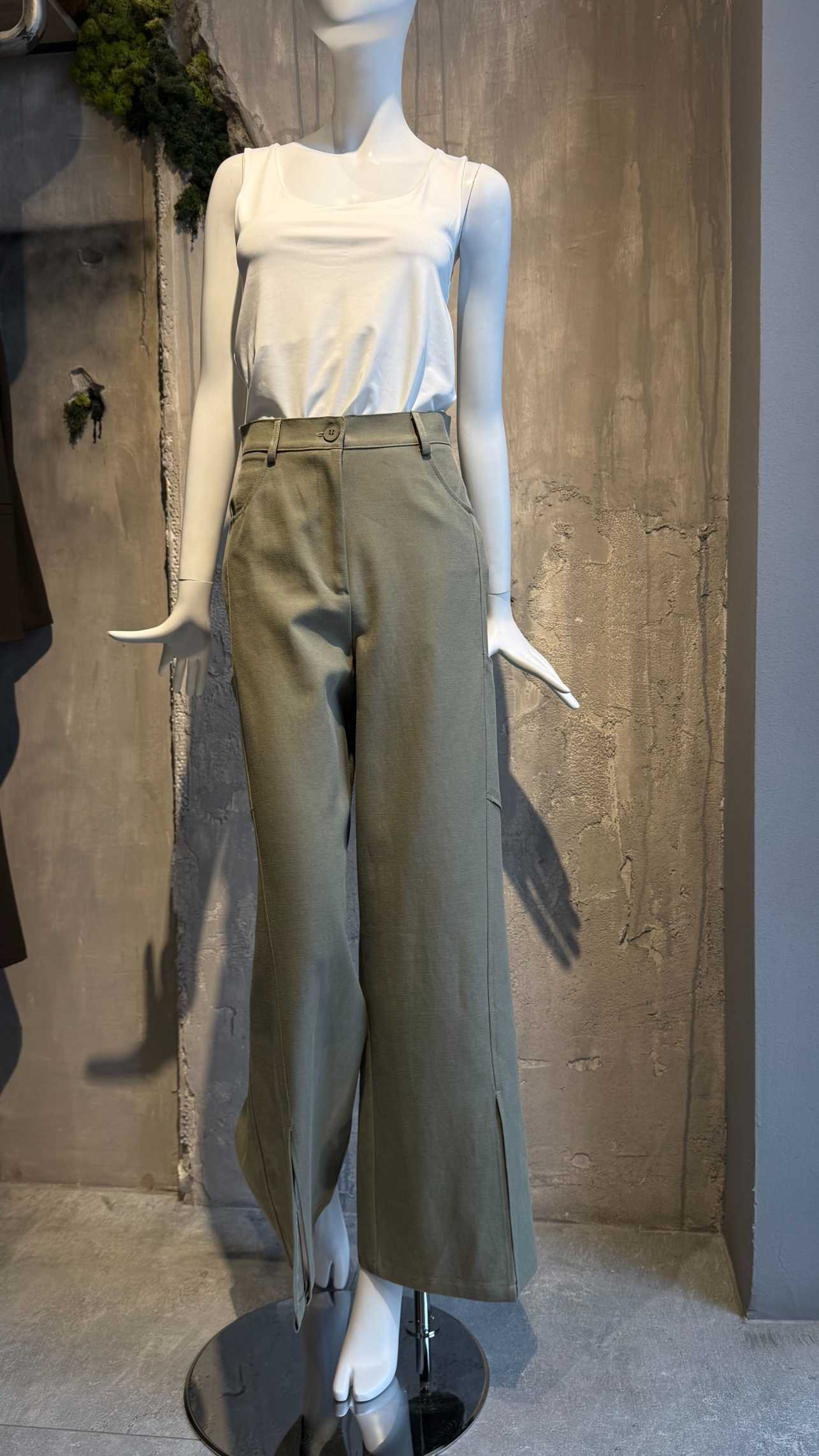  JANISH WIDE LEG PANTS KHAKI - Vesta Donna 