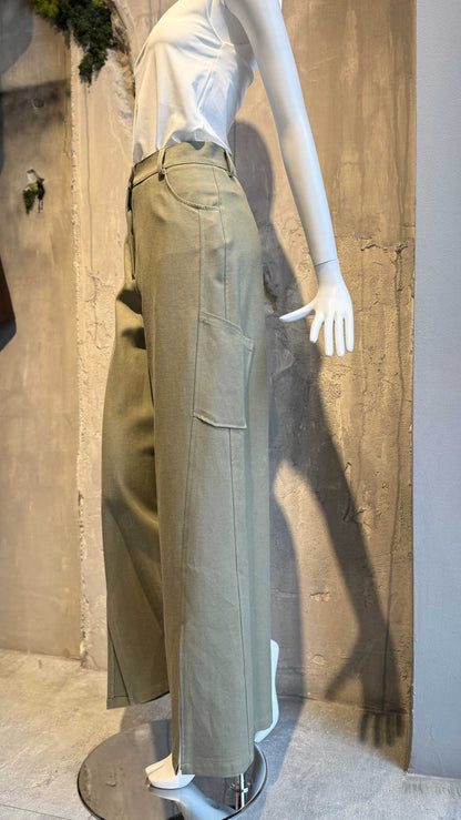  JANISH WIDE LEG PANTS KHAKI - Vesta Donna 