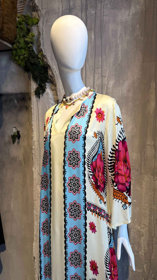 FREYA CAFTAN DRESS ECRU