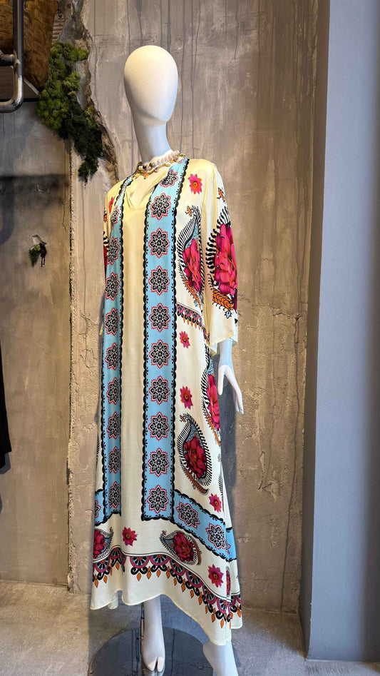 FREYA CAFTAN DRESS ECRU