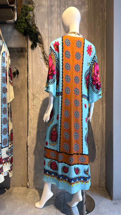  FREYA CAFTAN DRESS CIEL - Vesta Donna 