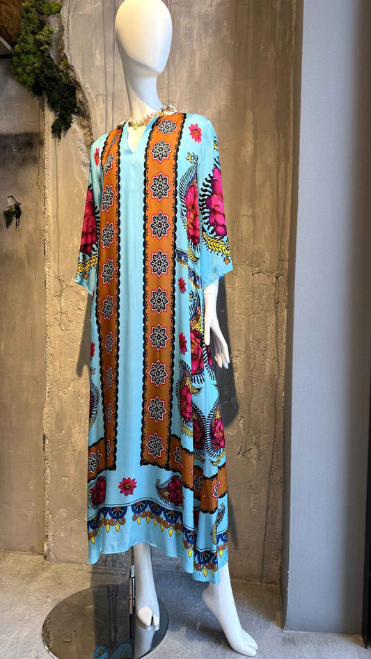 FREYA CAFTAN DRESS CIEL