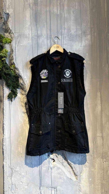MARDE SLEEVELESS JACKET BLACK