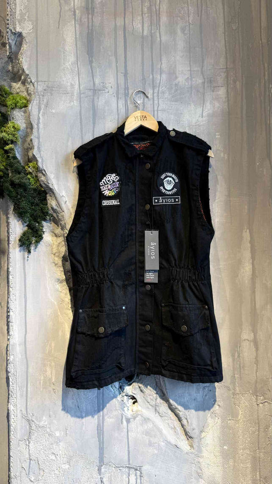 MARDE SLEEVELESS JACKET BLACK