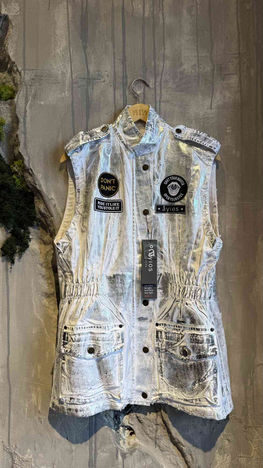 SYLVA SLEEVELESS JACKET WHITE FOIL