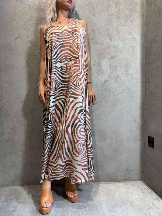 NALANI DRESS BROWN ZEBRA