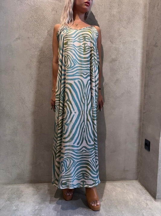 NALANI DRESS GREEN ZEBRA
