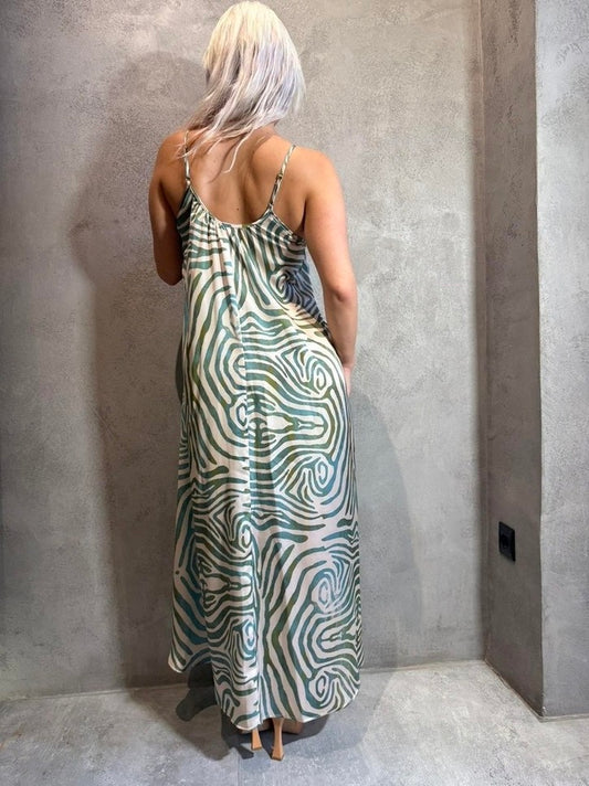 NALANI DRESS GREEN ZEBRA