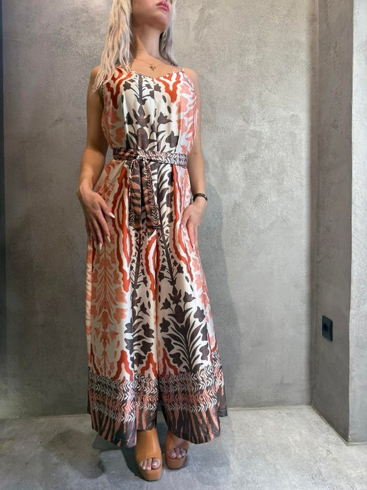 ISLA JUMPSUIT BROWN ECRU