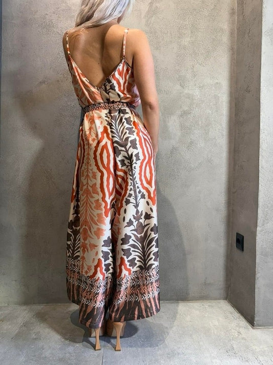 ISLA JUMPSUIT BROWN ECRU