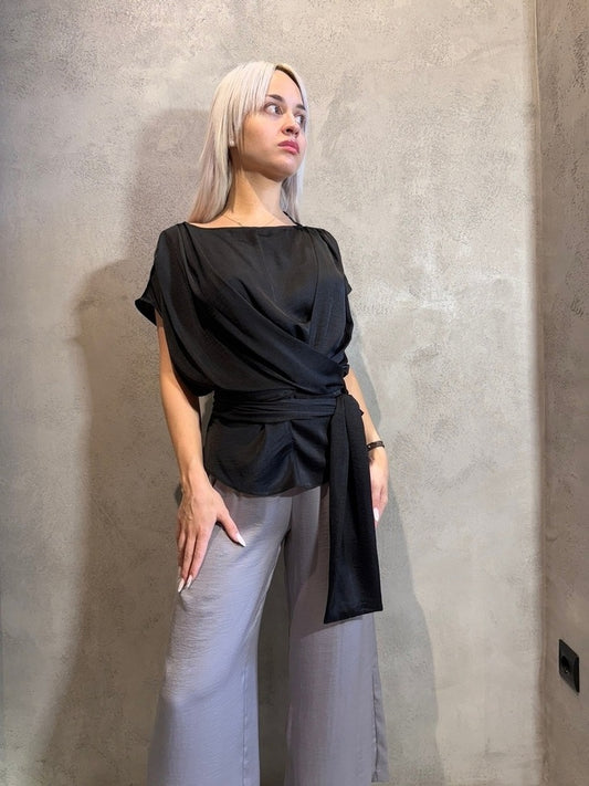 ELIDA TOP BLACK - Vesta Donna