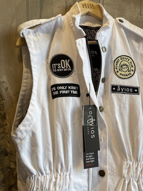  MARDE SLEEVELESS JACKET WHITE - Vesta Donna 
