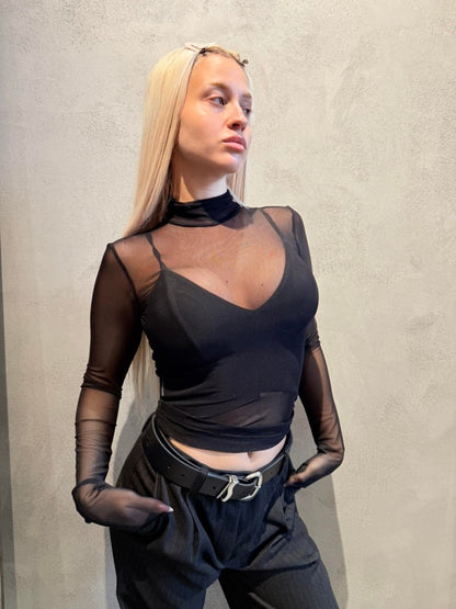 LUCINDA MESH TOP BLACK