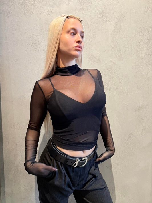 LUCINDA MESH TOP BLACK