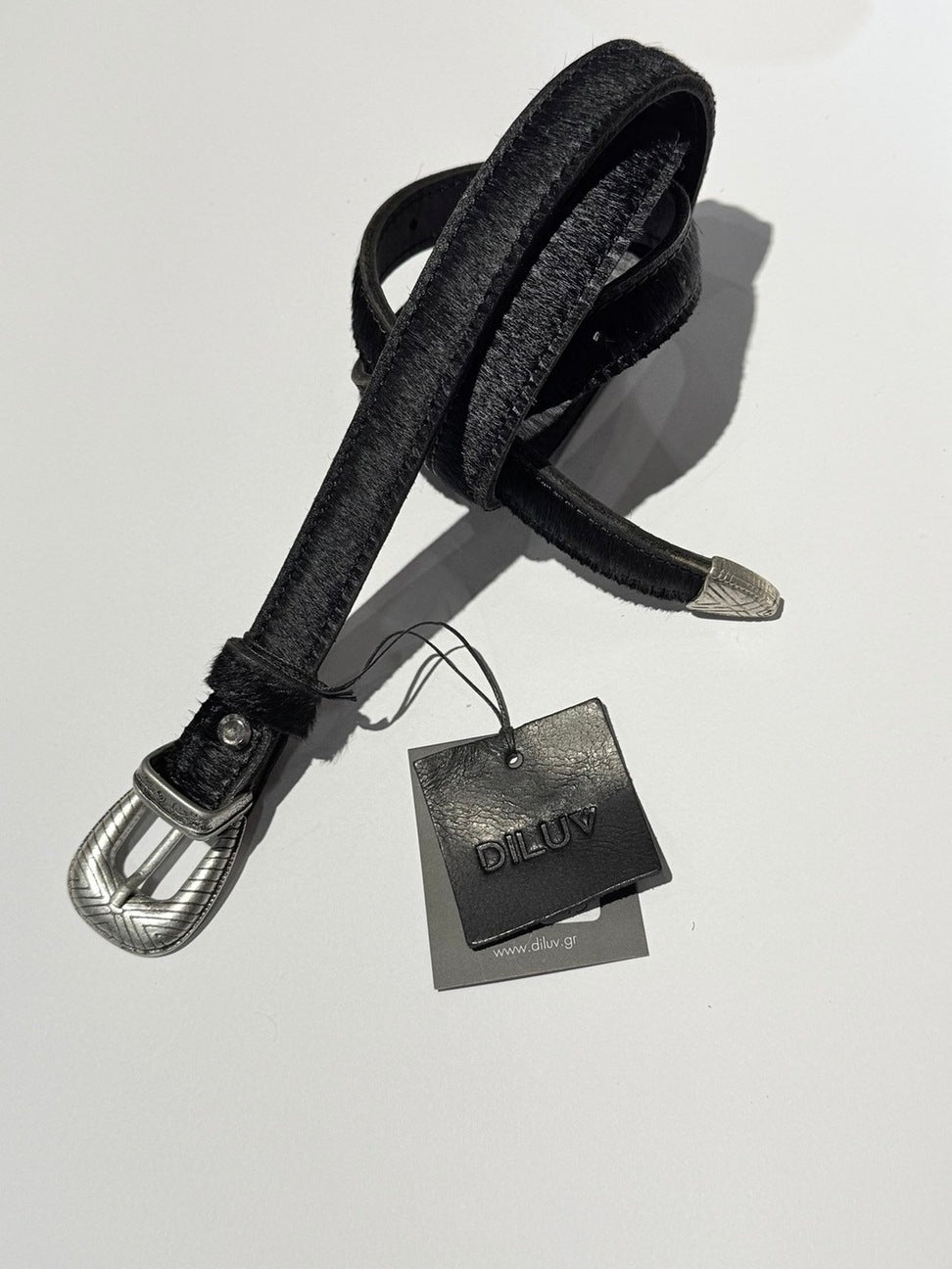 ANIMAL PONYSKIN BELT BLACK SILVER