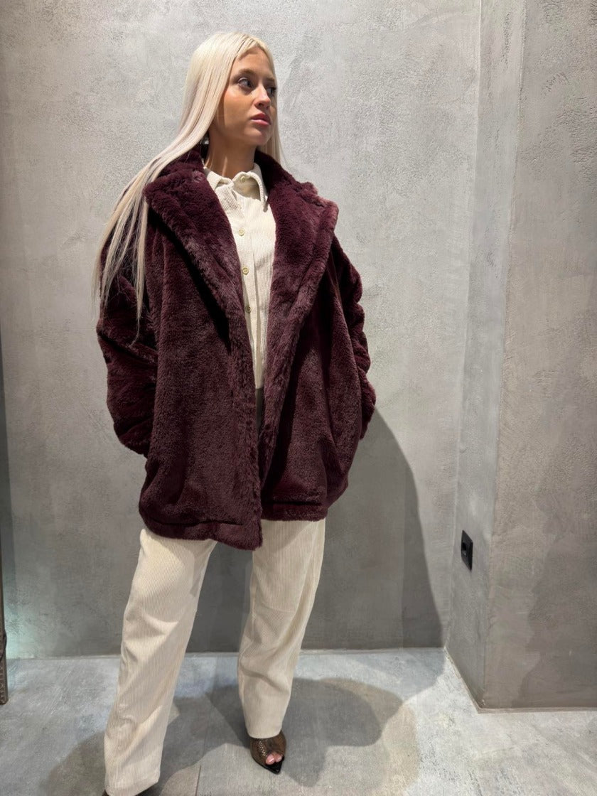FELICE ECO FUR COAT BORDEAUX