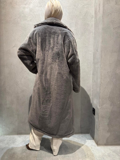 SIENNA LONG ECO FUR COAT GREY
