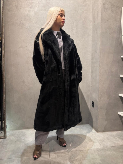 SIENNA LONG ECO FUR COAT BLACK
