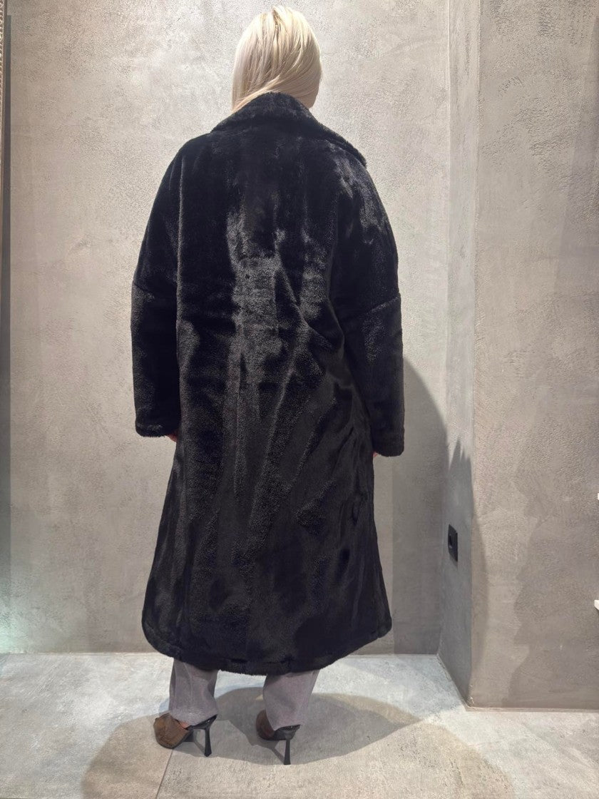 SIENNA LONG ECO FUR COAT BLACK