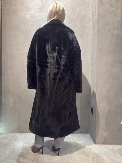 SIENNA LONG ECO FUR COAT BLACK