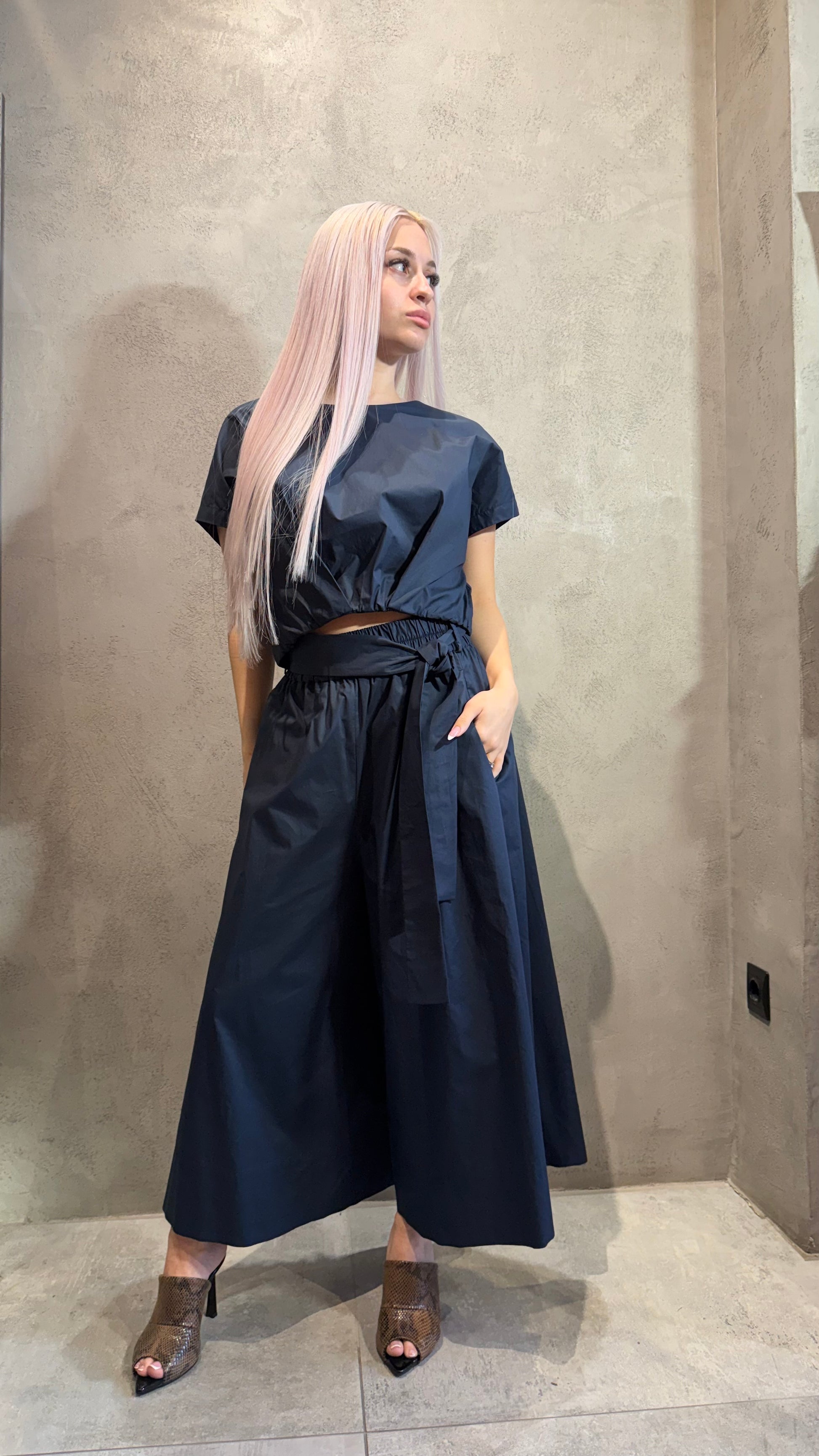  SANDRA CROP TOP DARK BLUE - Vesta Donna 