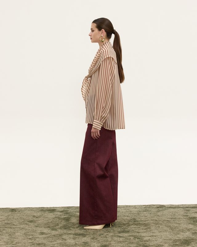 MILA STRIPED SCARF SHIRT