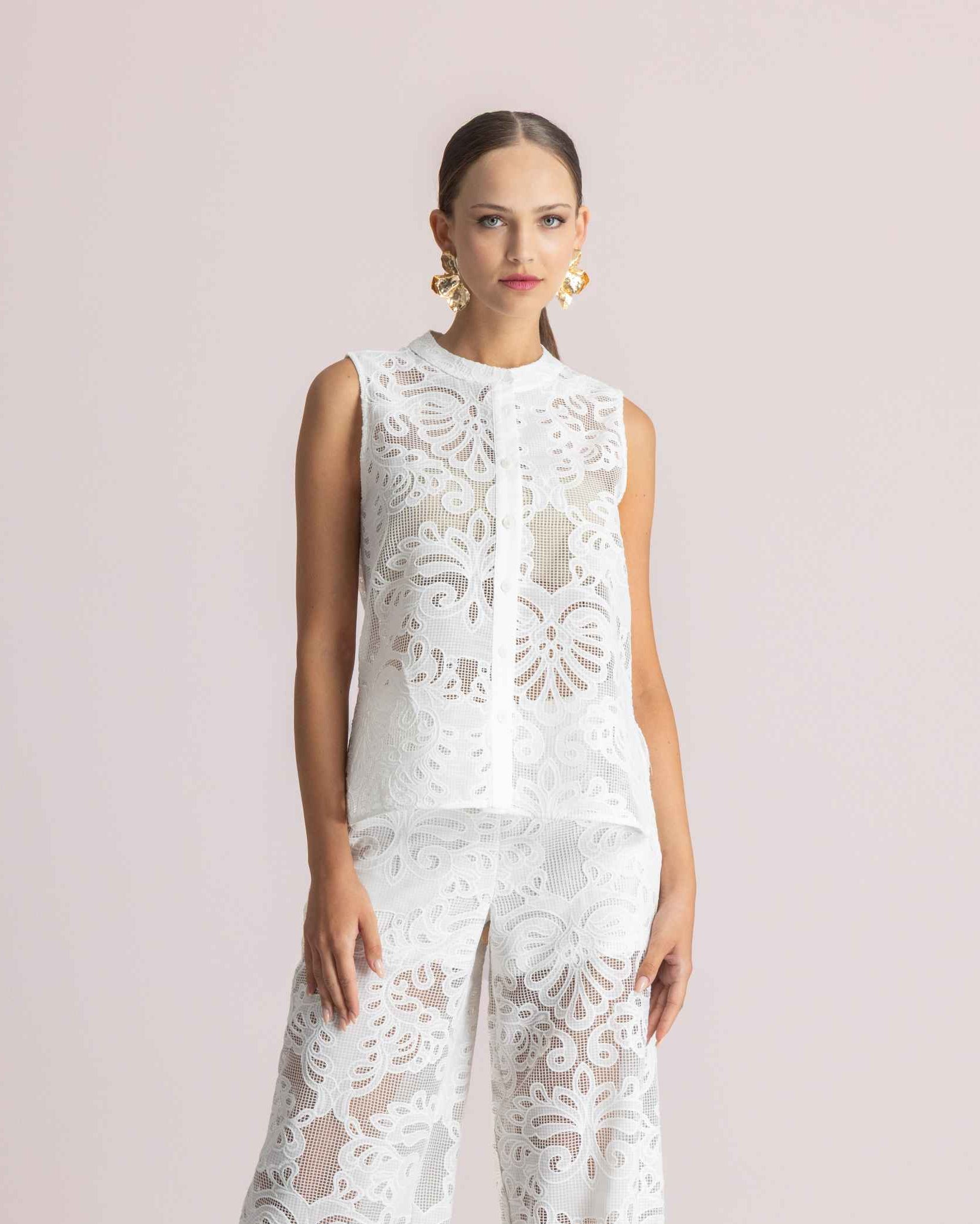  KALLIOPI SLEEVELESS SET WHITE - Vesta Donna 