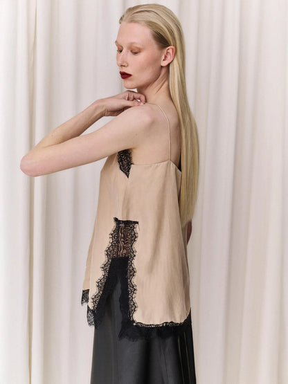 LUNA LACE CAMI TOP BEIGE