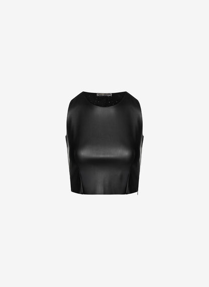 JADE ECO LEATHER CROP TOP