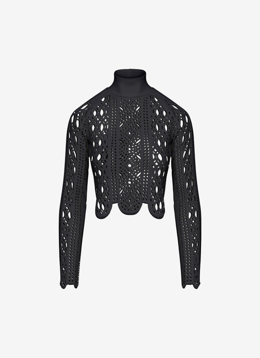 DANNY TURTLENECK CROP TOP BLACK