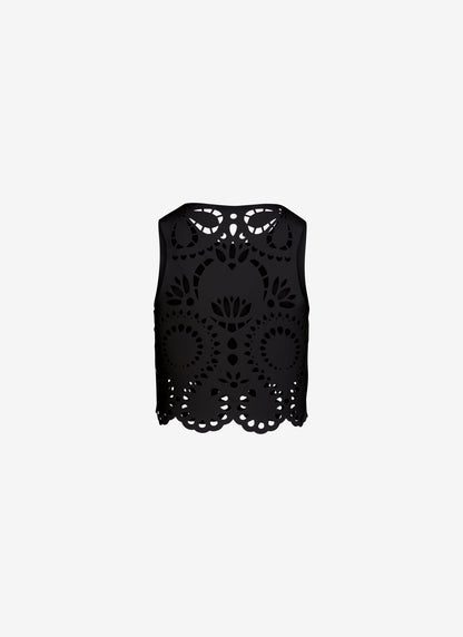  VANESSA CROPPED TANK TOP BLACK - Vesta Donna 