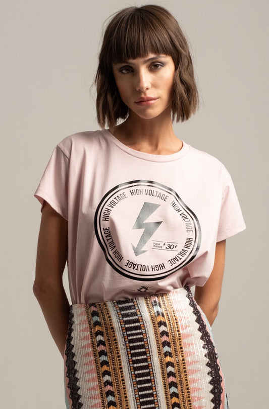 Peace & Chaos ELECTRIC T-SHIRT PINK - Vesta Donna 