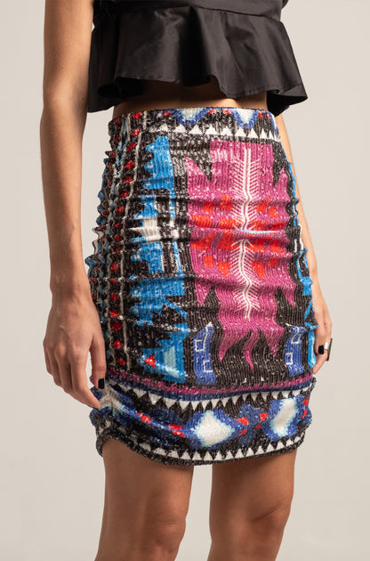 Peace & Chaos REINCARNATION SEQUIN MINI SKIRT - Vesta Donna 